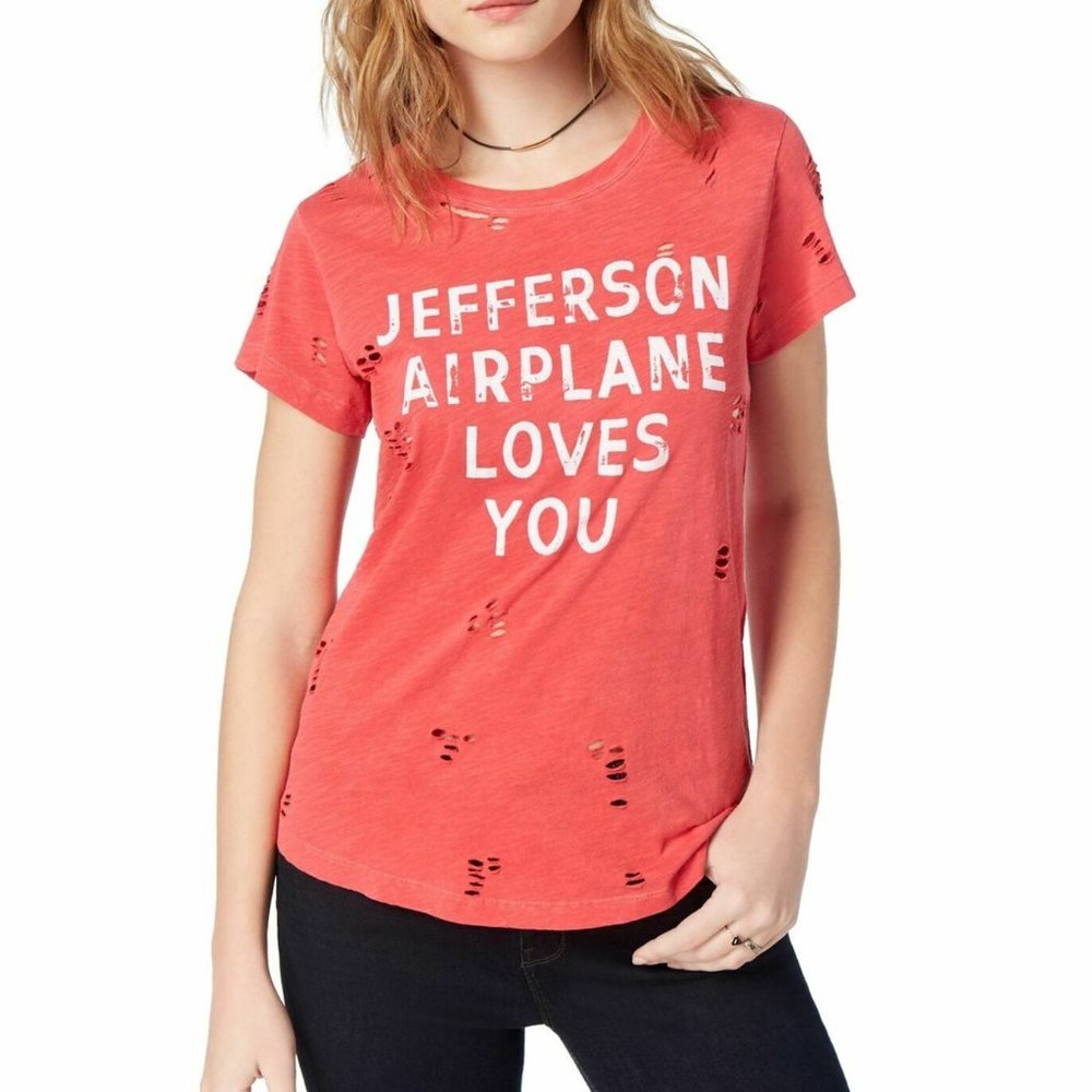 Lucky Brand Jefferson Airplane Distressed Graphic Tee Size  M